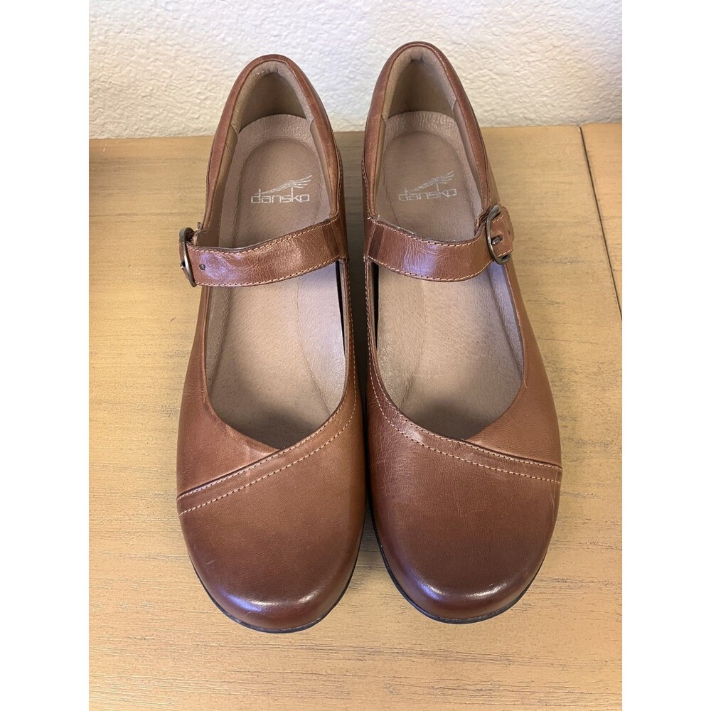 Dansko 41 Fawna Burnished Calf in Chestnut, Mary Jane w/ Strap and Low Heel, NIB